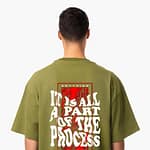 Black oversized T-shirt with bold 'Forever on the Guest List' graphic, red background, and streetwear design.