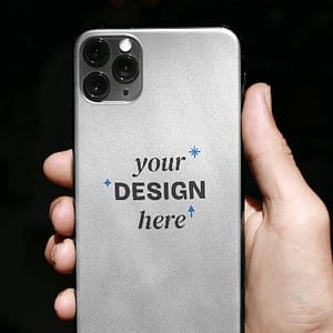 Customizable phone case with "Your Design Here" text, available for all phone models.