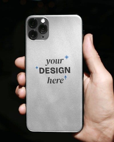 Customizable phone case with "Your Design Here" text, available for all phone models.